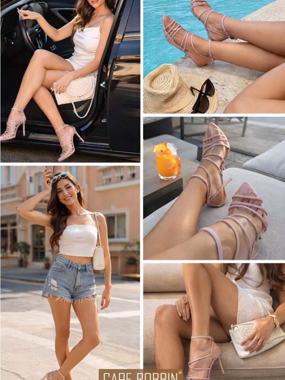 Cape Robbin Heels Size 10 Nude Strappy Lace Up Pointed Toe Stiletto Y2K Baddie